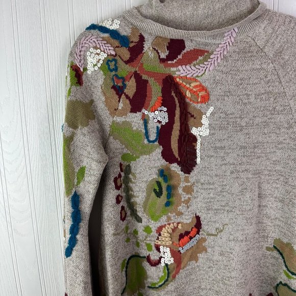 Anthropologie Knitted and Knotted Floral Turtleneck dress size‎ Small - Picture 6 of 7